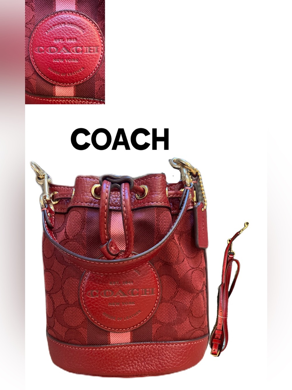 Coach Mini Dempsey Crossbody Bucket Bag in Signature Jacquard